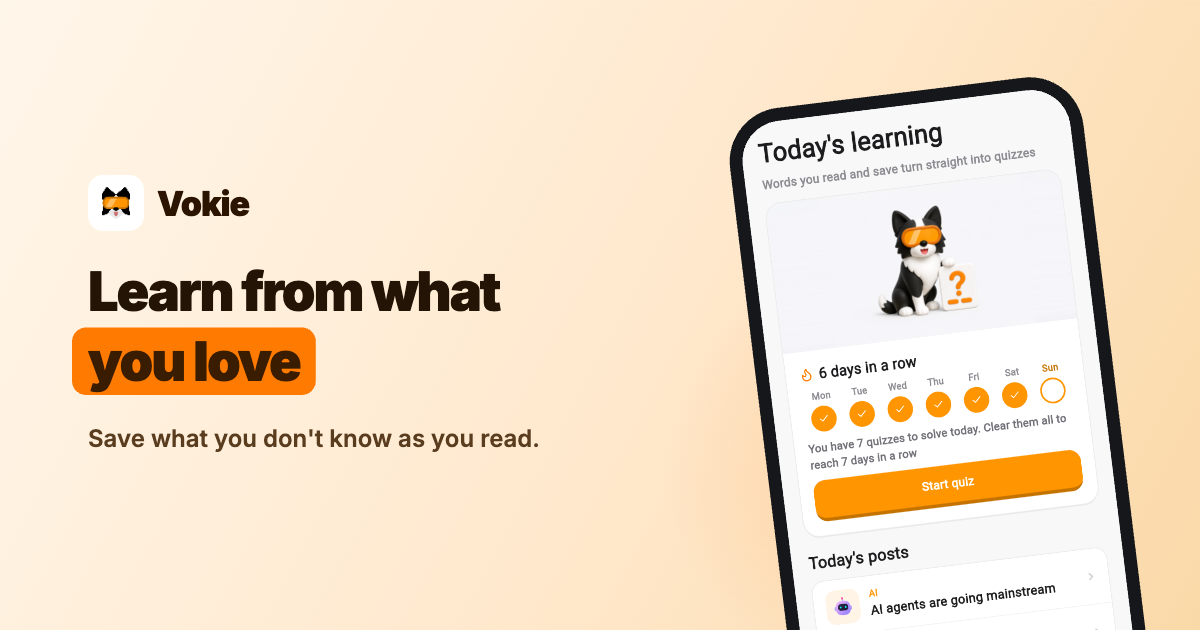 Personalized language learning app | Vokie